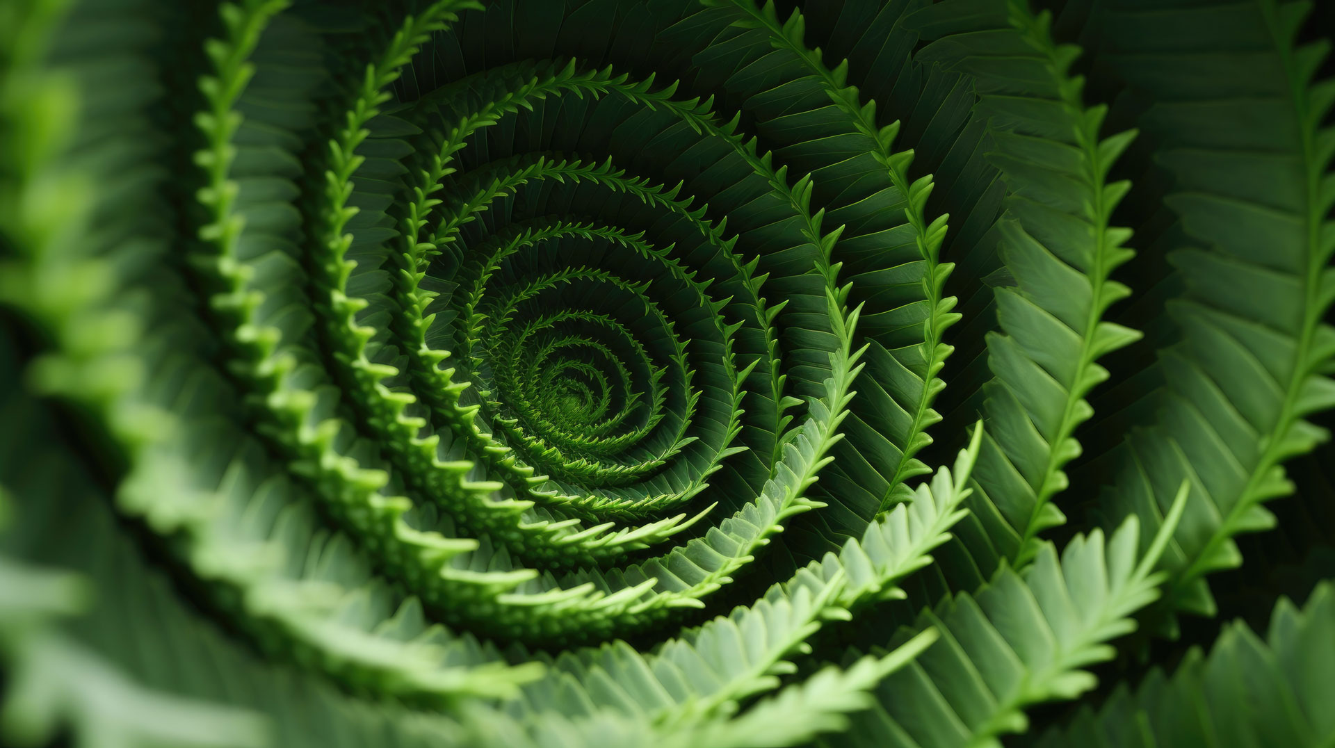 Green plant leaves in a circular pattern